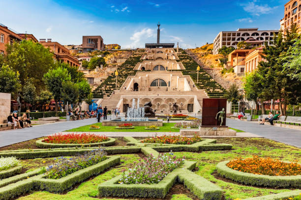 Yerevan , Armenia - August 16, 2019 : Cascade Complex monument landmark of Yerevan capital city of Armenia