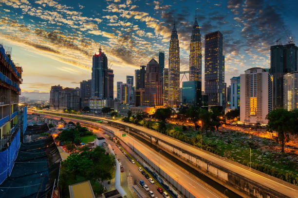 Twilight over Kuala Lumpur skyline